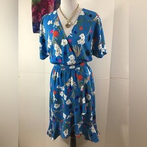 J Crew Mercantile faux wrap ruffle hi/low ruffle dress S